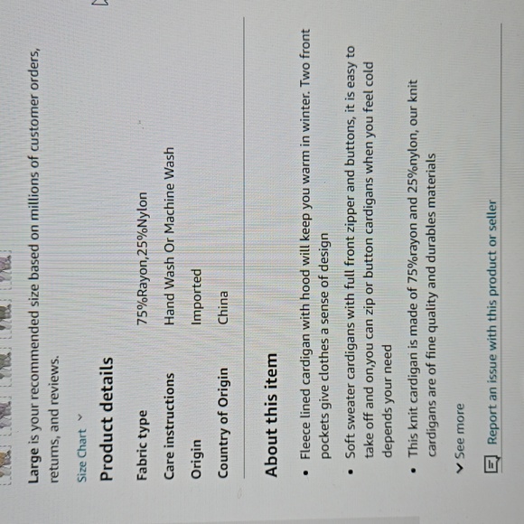 Women's Hooded Long Sweater/Jacket size Large - Picture 3 of 6